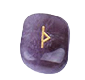 Pierre de runes ésotériques de couleur violette, gravée d'un P.